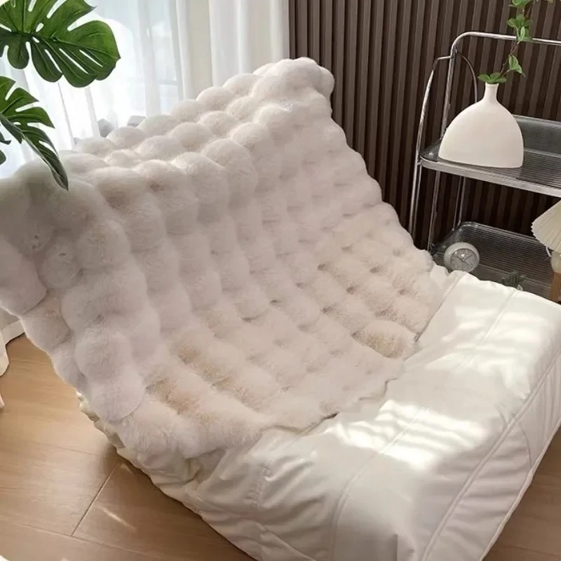 Faux Rabbit Fur Round Rugs Carpet for Bedroom Living Room Ramadan Decoration Floor Mat Bedside Rug