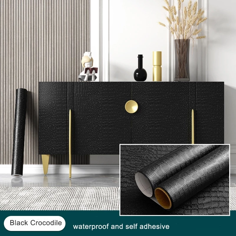 Self adhesive Waterproof Black Series Wallpaper PVC Wall Sticker Home Decor Bedroom Living Room Furniture Renovation