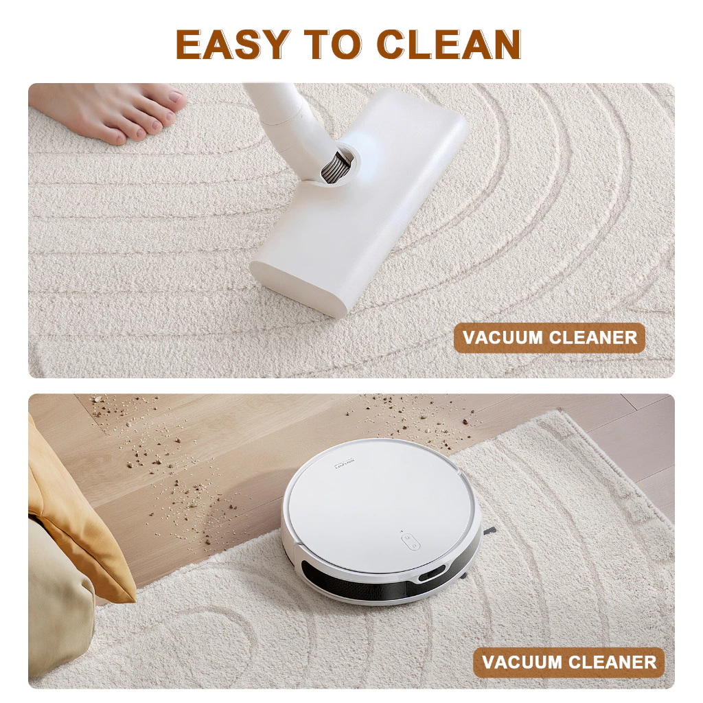 Aikea Living Room Carpet Short Plush Rug TPR Non-Slip Backing Comfortable