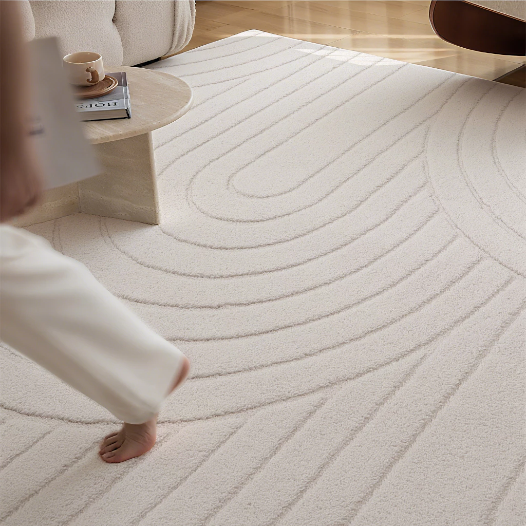 Aikea Living Room Carpet Short Plush Rug TPR Non-Slip Backing Comfortable