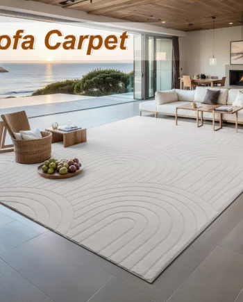 Aikea Living Room Carpet Short Plush Rug TPR Non-Slip Backing Comfortable