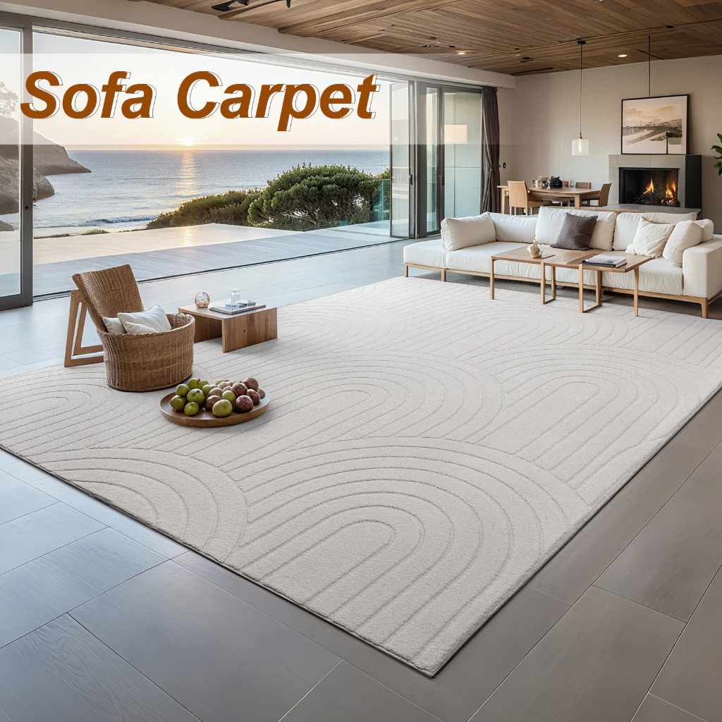 Aikea Living Room Carpet Short Plush Rug TPR Non-Slip Backing Comfortable