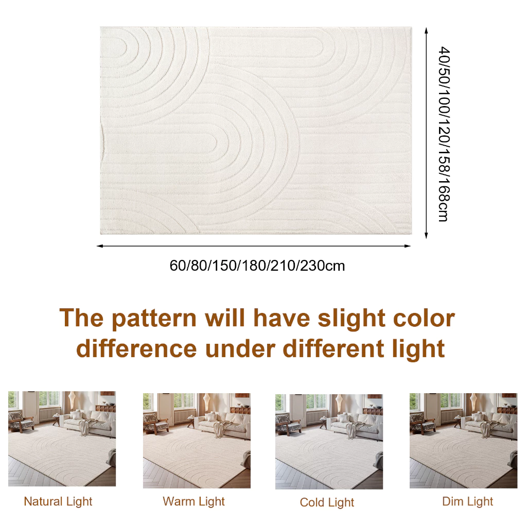 Aikea Living Room Carpet Short Plush Rug TPR Non-Slip Backing Comfortable