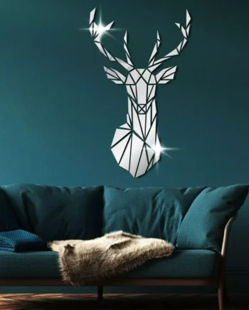 3D Deer Head Acrylic Mirror Wall Stickers/Geometric Clipping Elk Self-adhesive Stickers Removable Decal