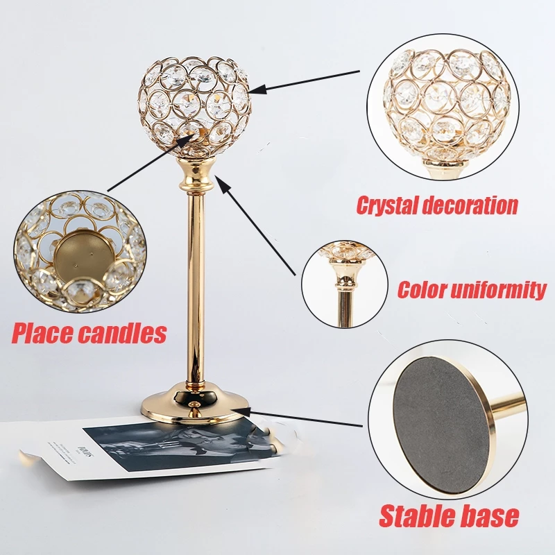 Candle Holder Nordic Home & Room Decoration Crystal candle holder gold Wedding Decoration Party couples date Decor1