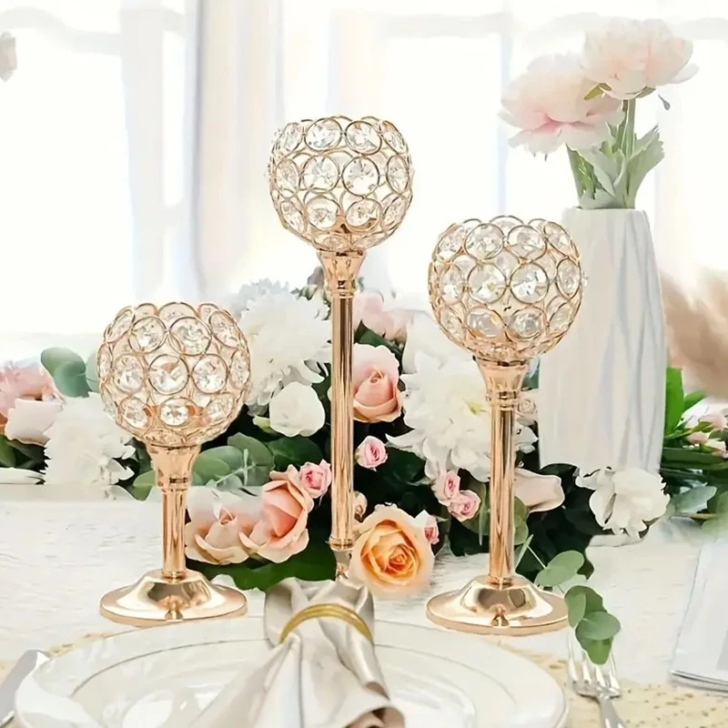 Candle Holder Nordic Home & Room Decoration Crystal candle holder gold Wedding Decoration Party couples date Decor1