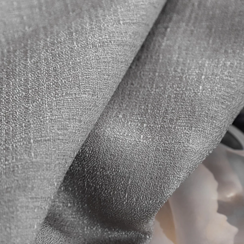Gray Thickened Messy Curtain Window Screen Light Transmission Free Hooks