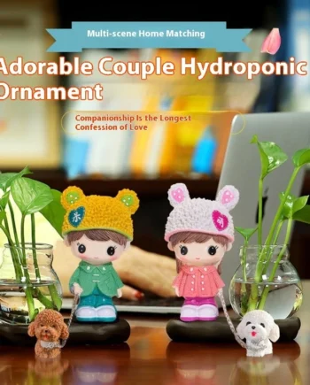 Hydroponic Home Decor Cute Adorable Couple Doll Flower Arrangement Hydroponic Vase Entrance Decoration Green Plant